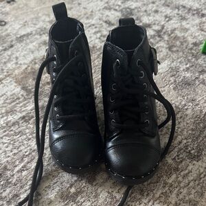 Wonder Nation Black Lace-Up Kids Boots